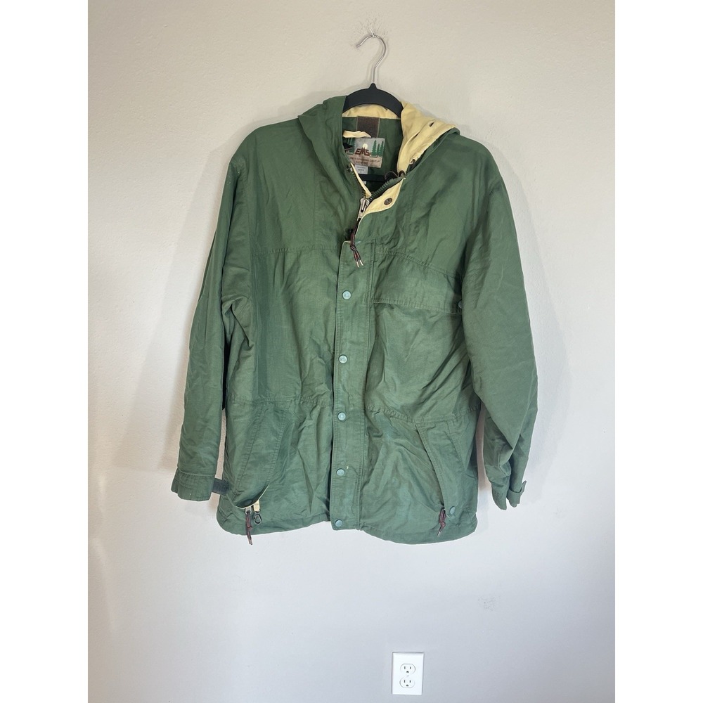Vintage EMS Hooded Jacket Men's S Eastern Mountain Sports Green Zip-up Nylon
